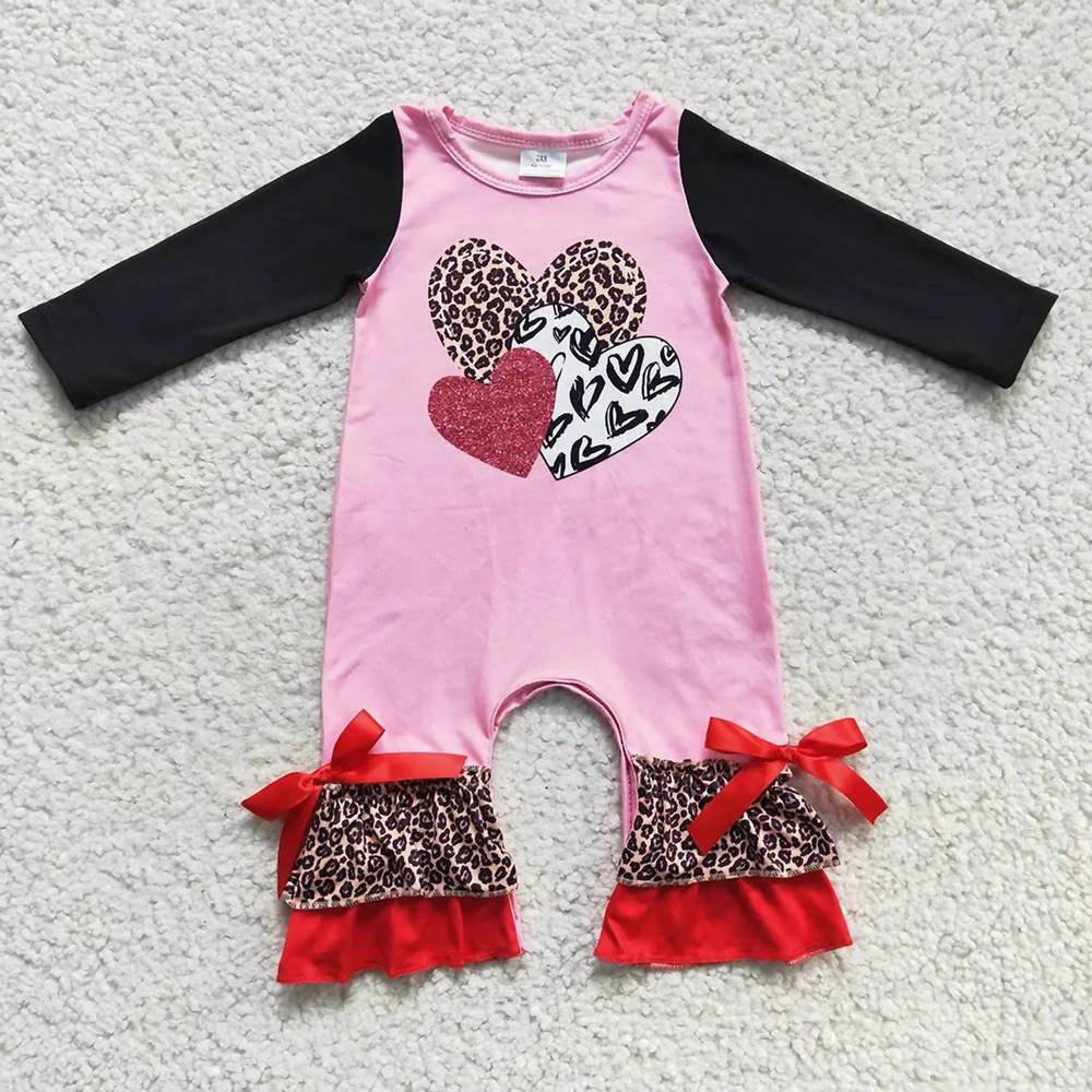 NEW AIER WHOLESALE baby girl's valentine sweetheart romper in pink